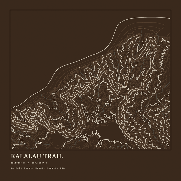 Kalalau Trail — Ink print in Atlas Dark (square)