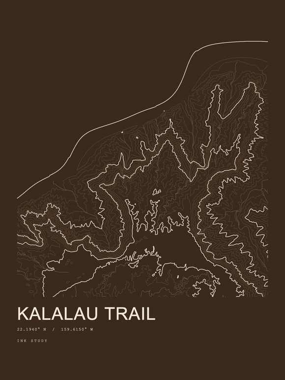 Kalalau Trail — Ink print in Atlas Dark