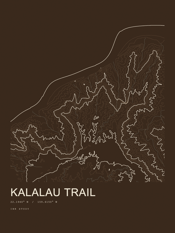 Kalalau Trail — Ink print in Atlas Dark