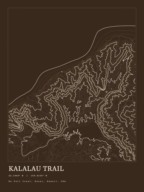 Kalalau Trail — Ink print in Atlas Dark