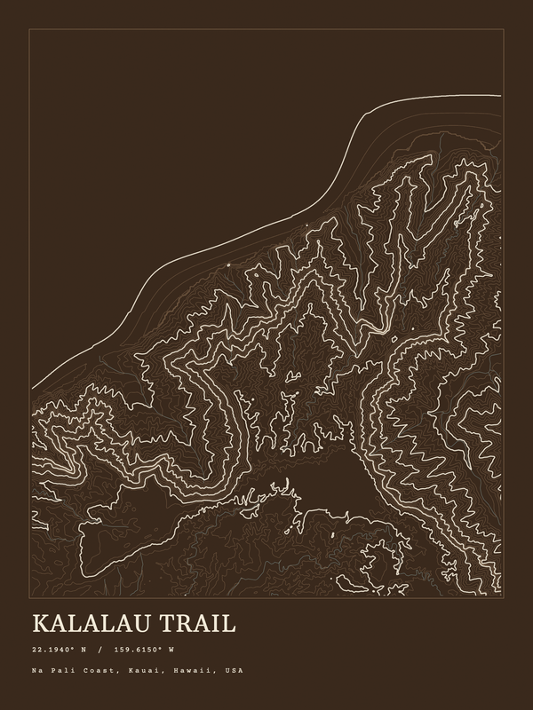 Kalalau Trail — Ink print in Atlas Dark