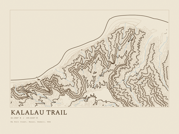 Kalalau Trail — Ink print in Atlas Light (landscape)