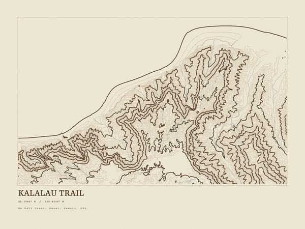 Kalalau Trail — Ink print in Atlas Light (landscape)