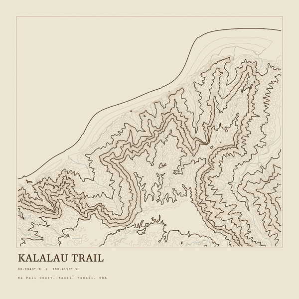 Kalalau Trail — Ink print in Atlas Light (square)