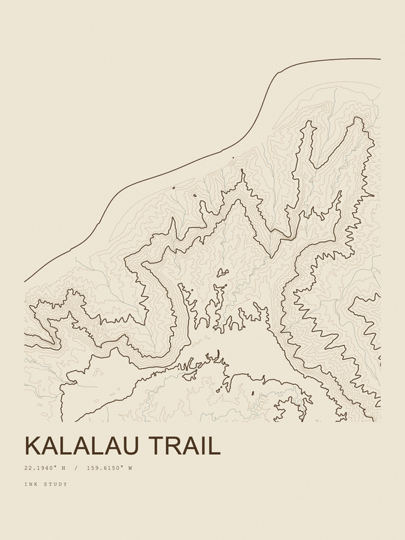 Kalalau Trail — Ink print in Atlas Light
