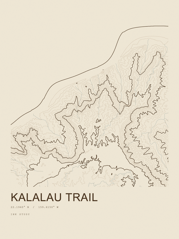 Kalalau Trail — Ink print in Atlas Light