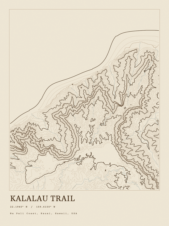 Kalalau Trail — Ink print in Atlas Light