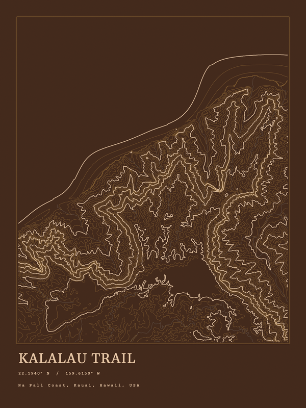 Kalalau Trail — Ink print in Desert Dark