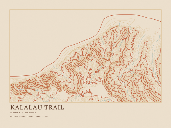 Kalalau Trail — Ink print in Desert Light (landscape)