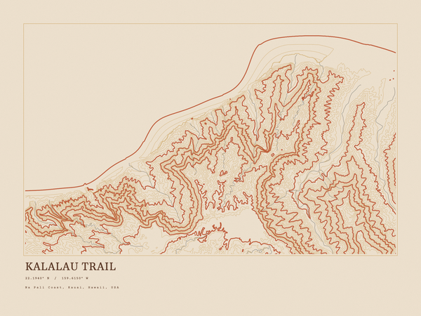 Kalalau Trail — Ink print in Desert Light (landscape)