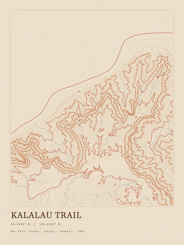 Kalalau Trail — Ink print in Desert Light