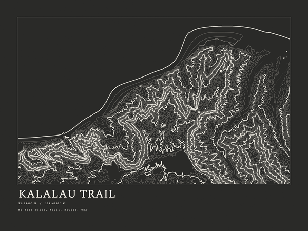 Kalalau Trail — Ink print in Ink Dark (landscape)