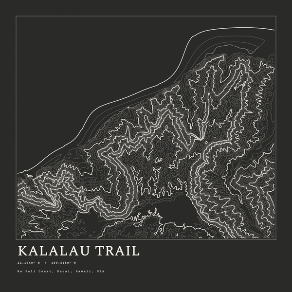 Kalalau Trail — Ink print in Ink Dark (square)