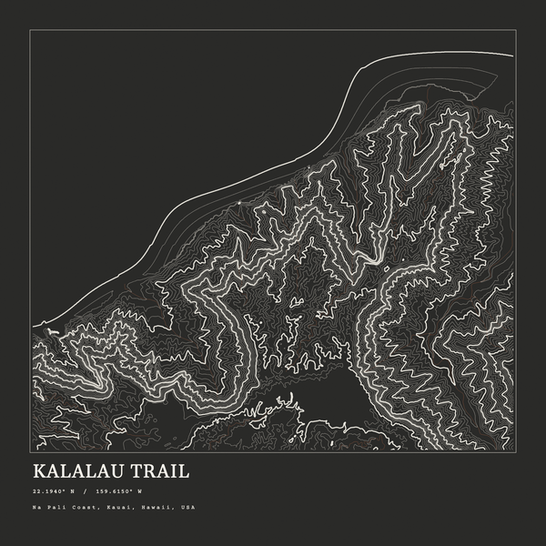 Kalalau Trail — Ink print in Ink Dark (square)