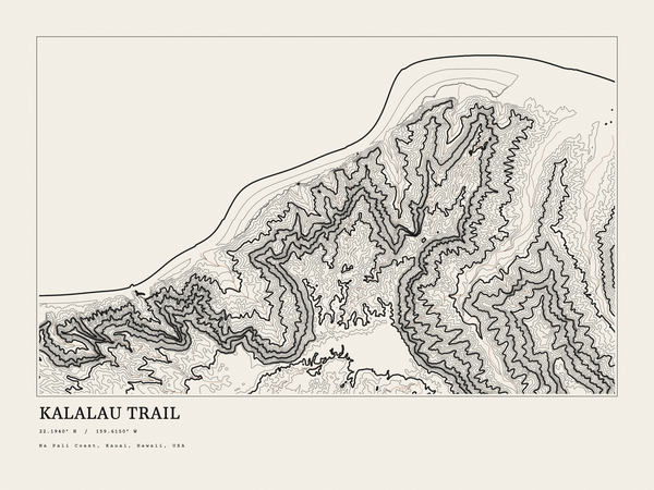 Kalalau Trail — Ink print in Ink Light (landscape)