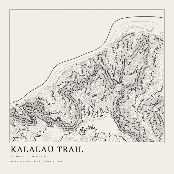 Kalalau Trail — Ink print in Ink Light (square)