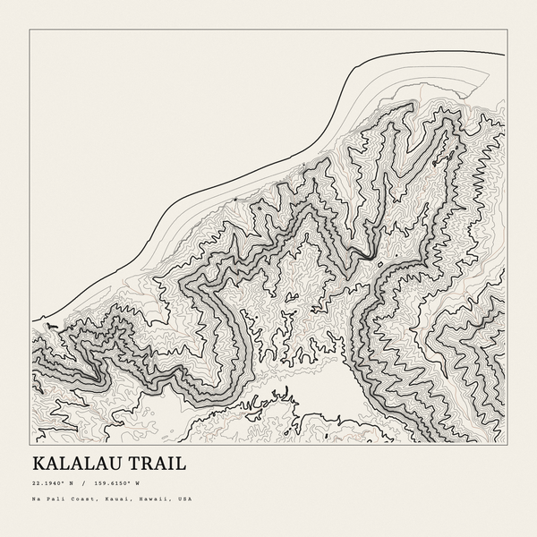 Kalalau Trail — Ink print in Ink Light (square)