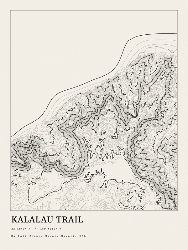 Kalalau Trail — Ink print in Ink Light