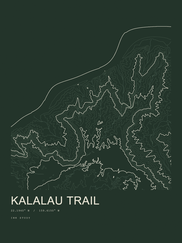 Kalalau Trail — Ink print in Ranger Dark