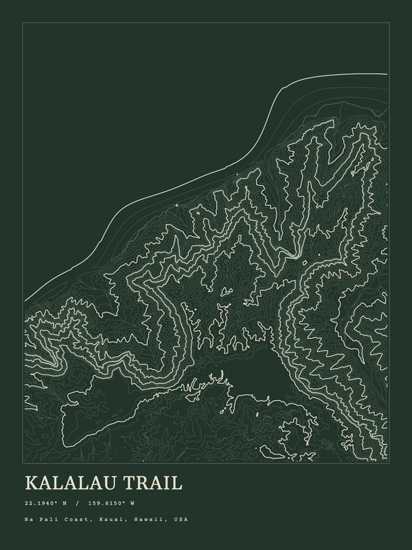 Kalalau Trail — Ink print in Ranger Dark