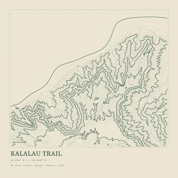 Kalalau Trail — Ink print in Ranger Light (square)