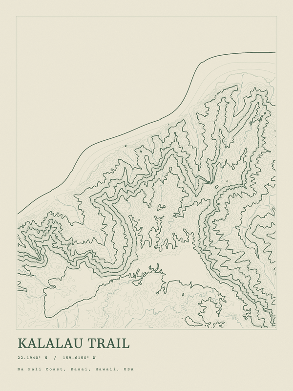 Kalalau Trail — Ink print in Ranger Light