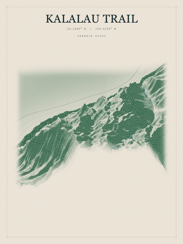 Kalalau Trail — Red Relief print in Forest Floor