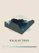 Kalalau Trail — Terrain Relief print in Fjord