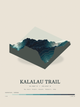 Kalalau Trail — Terrain Relief print in Fjord