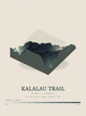 Kalalau Trail — Terrain Relief print in Graphite