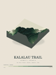 Kalalau Trail — Terrain Relief print in Forest Floor