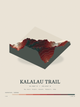 Kalalau Trail — Terrain Relief print in Red Earth