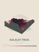 Kalalau Trail — Terrain Relief print in Rose & Stone