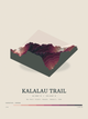 Kalalau Trail — Terrain Relief print in Rose & Stone