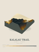 Kalalau Trail — Terrain Relief print in Saffron & Slate