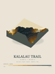 Kalalau Trail — Terrain Relief print in Saffron & Slate