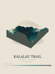 Kalalau Trail — Terrain Relief print in Alpine Teal