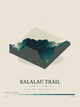 Kalalau Trail — Terrain Relief print in Alpine Teal
