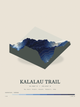Kalalau Trail — Terrain Relief print in Ultramarine