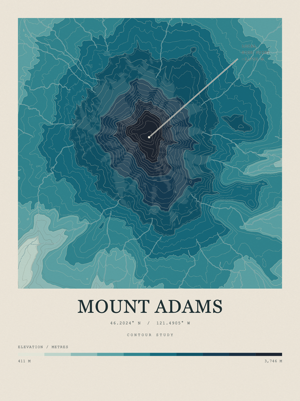 Mount Adams — Contour Colour print in Fjord
