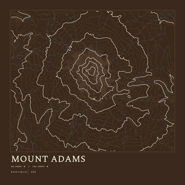 Mount Adams — Ink print in Atlas Dark (square)