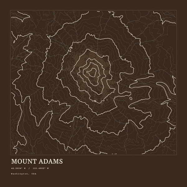 Mount Adams — Ink print in Atlas Dark (square)