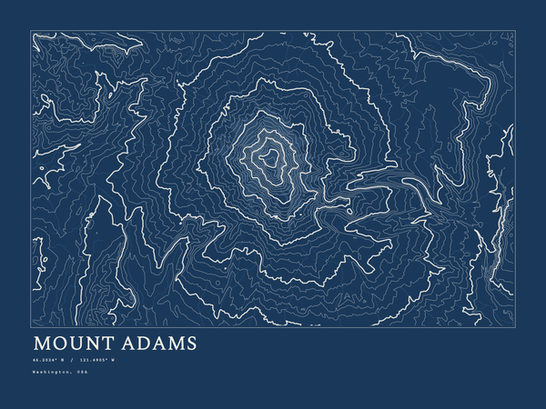 Mount Adams — Ink print in Blueprint Dark (landscape)