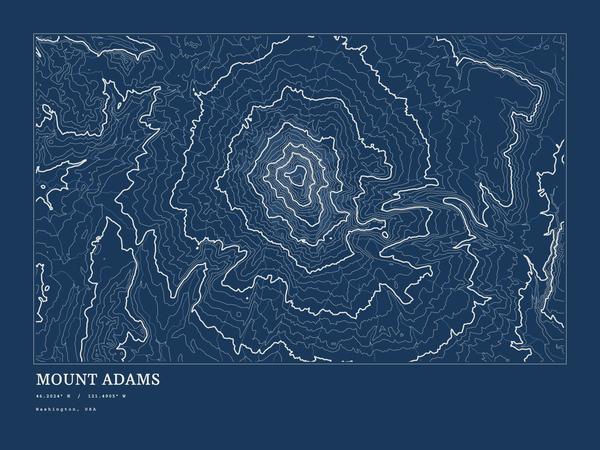 Mount Adams — Ink print in Blueprint Dark (landscape)
