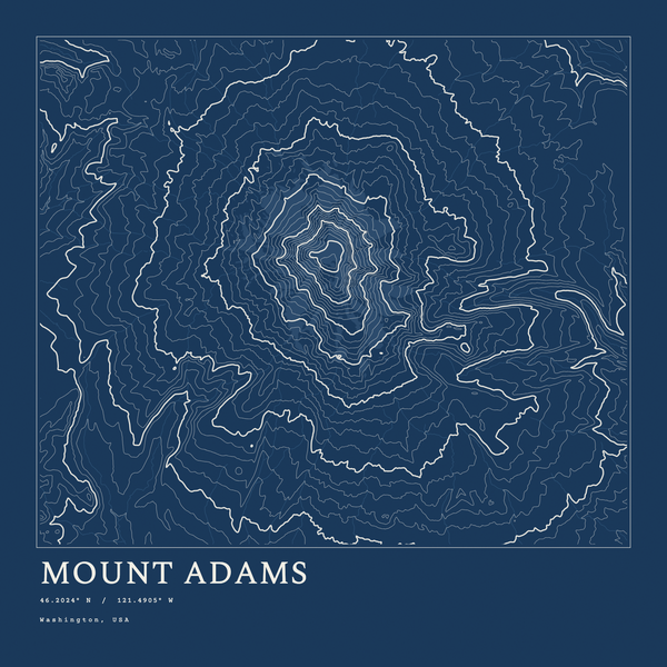 Mount Adams — Ink print in Blueprint Dark (square)
