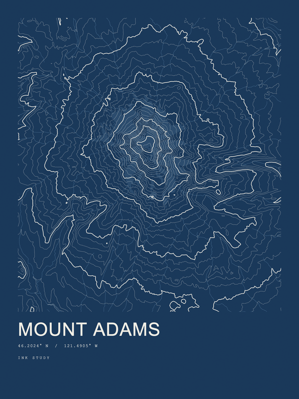 Mount Adams — Ink print in Blueprint Dark