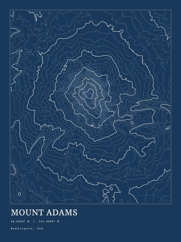 Mount Adams — Ink print in Blueprint Dark