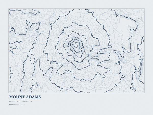 Mount Adams — Ink print in Blueprint Light (landscape)