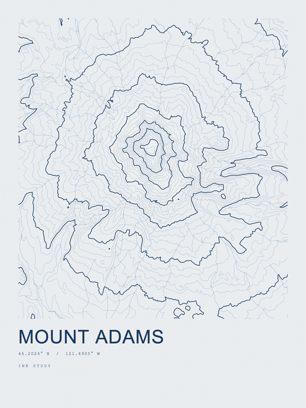Mount Adams — Ink print in Blueprint Light