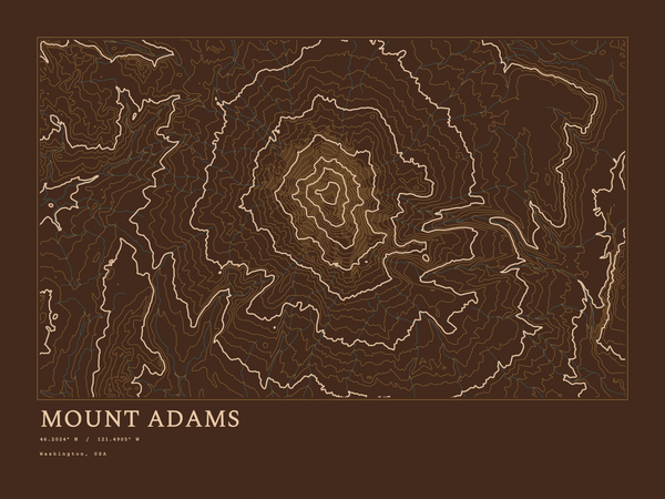 Mount Adams — Ink print in Desert Dark (landscape)